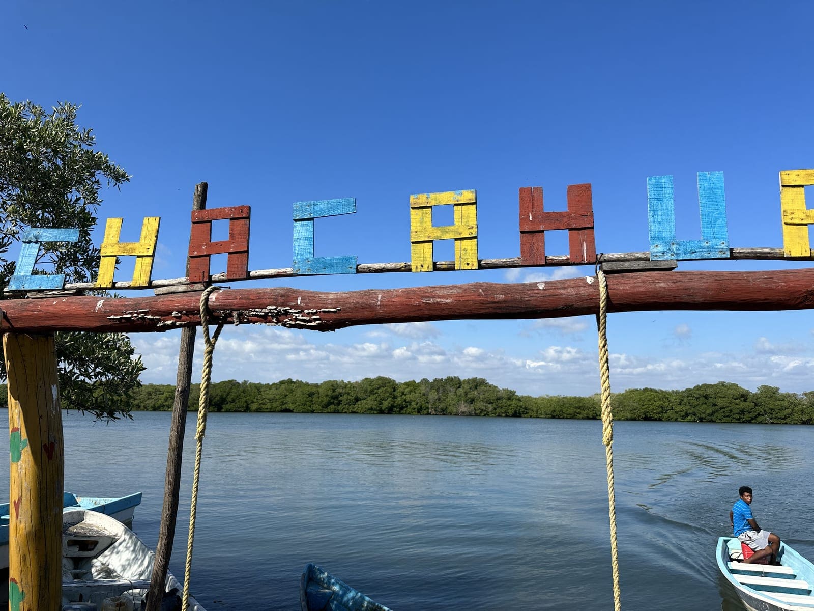 The Chacahua sign at the lagoon dock