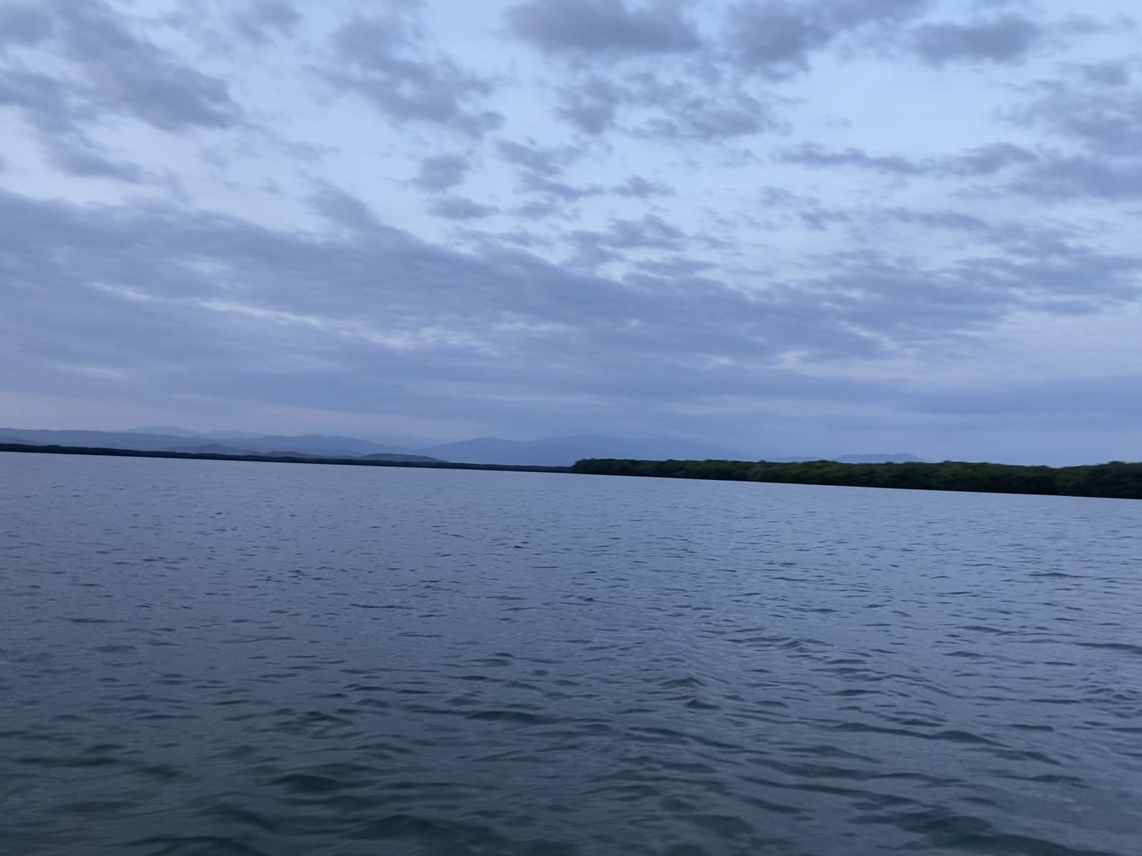 Crossing the lagoon at dusk